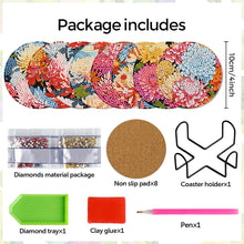 Load image into Gallery viewer, 8Pcs Wooden Butterfly DIY Coaster Diamond Dot Kits Round Diamond Art Coasters