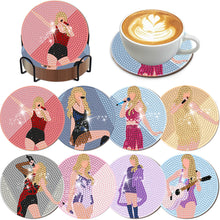 Load image into Gallery viewer, 8Pcs Wooden Butterfly DIY Coaster Diamond Dot Kits Round Diamond Art Coasters