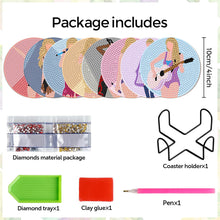 Load image into Gallery viewer, 8Pcs Wooden Butterfly DIY Coaster Diamond Dot Kits Round Diamond Art Coasters