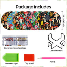 Load image into Gallery viewer, 8Pcs Wooden Butterfly DIY Coaster Diamond Dot Kits Round Diamond Art Coasters