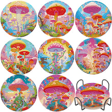 Load image into Gallery viewer, 8Pcs Wooden Butterfly DIY Coaster Diamond Dot Kits Round Diamond Art Coasters