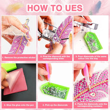 Load image into Gallery viewer, 6Pcs Feather 5D DIY Diamond Painting Bookmark Diamond Art Bookmark with Pendant