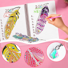 Load image into Gallery viewer, 6Pcs Feather 5D DIY Diamond Painting Bookmark Diamond Art Bookmark with Pendant