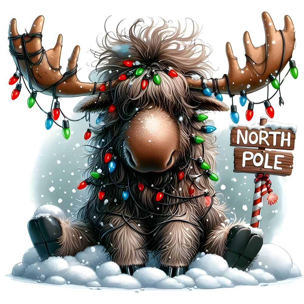 Diamond Painting - Full Round - Christmas reindeer (30*30CM)