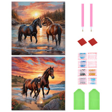 Load image into Gallery viewer, 2pcs Round Diamond Painting Set - Animal series (30*30CM)
