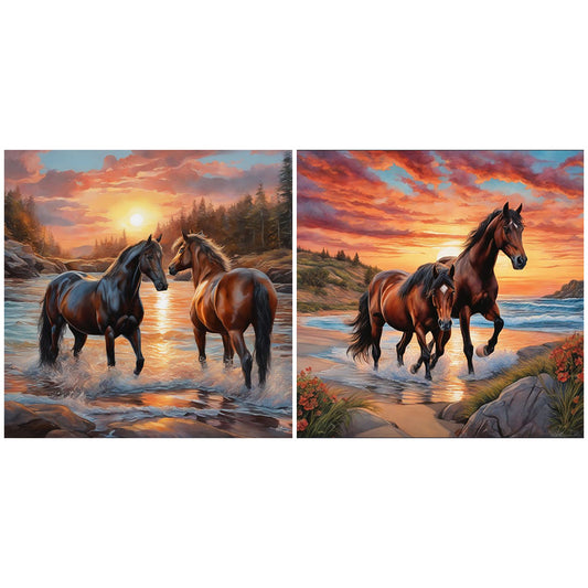2pcs Round Diamond Painting Set - Animal series (30*30CM)