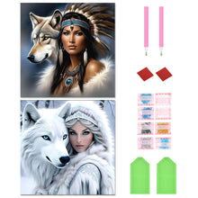 Load image into Gallery viewer, 2pcs Round Diamond Painting Set - Indian (40*40CM)