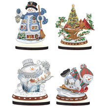 Load image into Gallery viewer, 4Pcs Christmas Snowman Desktop Diamond Painting Ornaments for Home Office Decor