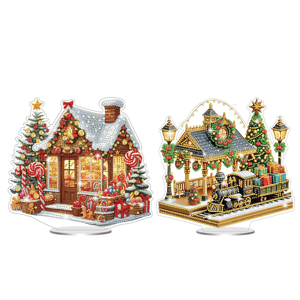 2Pcs Acrylic Special Shape Christmas Atmosphere Diamond Painting Desktop Decors