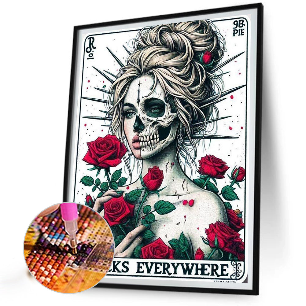 Diamond Painting - Full Round - Rose girl and skull (40*50CM)