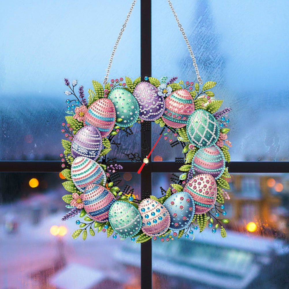 Acrylic Special Shape Easter Diamond Painting Clock Handicraft for Wall Decor