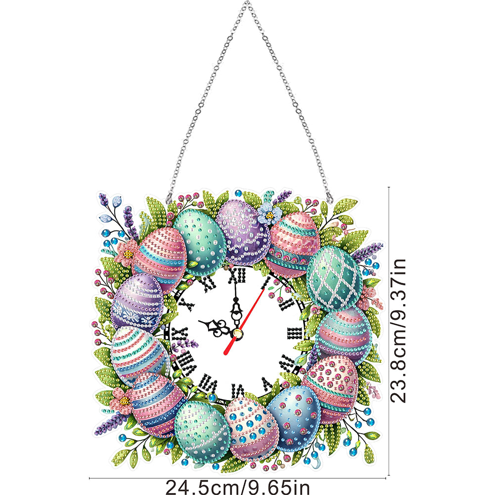 Acrylic Special Shape Easter Diamond Painting Clock Handicraft for Wall Decor