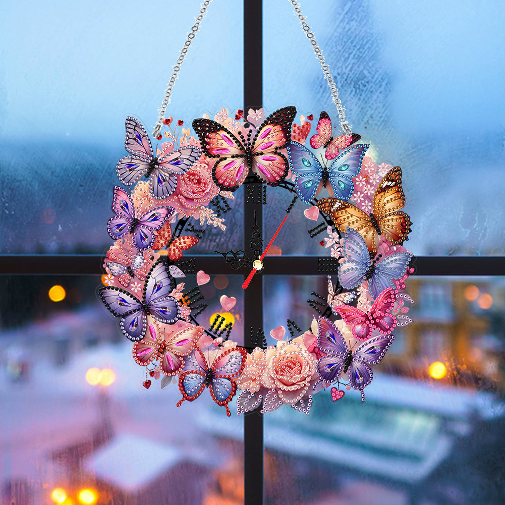 Acrylic Special Shape Butterfly Diamond Painting Clock Handicraft for Wall Decor