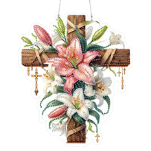 Load image into Gallery viewer, Acrylic Special Shape Lily Cross DIY Diamond Painting Hanging Pendants