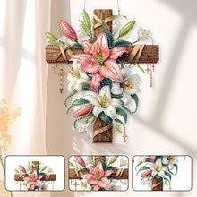 Load image into Gallery viewer, Acrylic Special Shape Lily Cross DIY Diamond Painting Hanging Pendants