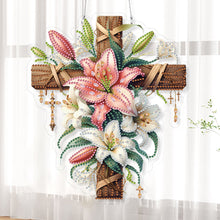 Load image into Gallery viewer, Acrylic Special Shape Lily Cross DIY Diamond Painting Hanging Pendants