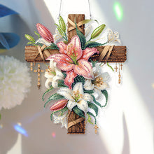 Load image into Gallery viewer, Acrylic Special Shape Lily Cross DIY Diamond Painting Hanging Pendants