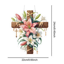 Load image into Gallery viewer, Acrylic Special Shape Lily Cross DIY Diamond Painting Hanging Pendants