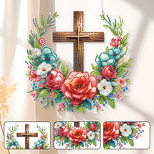 Load image into Gallery viewer, Acrylic Special Shape Flower Cross DIY Diamond Painting Hanging Pendants