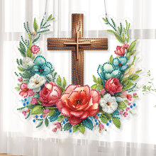 Load image into Gallery viewer, Acrylic Special Shape Flower Cross DIY Diamond Painting Hanging Pendants