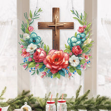 Load image into Gallery viewer, Acrylic Special Shape Flower Cross DIY Diamond Painting Hanging Pendants