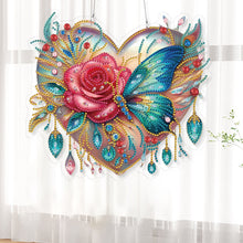 Load image into Gallery viewer, Acrylic Special Shape Rose Butterfly DIY Diamond Painting Hanging Pendants