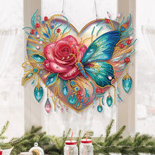 Load image into Gallery viewer, Acrylic Special Shape Rose Butterfly DIY Diamond Painting Hanging Pendants