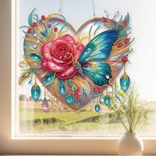 Load image into Gallery viewer, Acrylic Special Shape Rose Butterfly DIY Diamond Painting Hanging Pendants