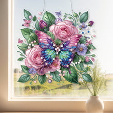 Load image into Gallery viewer, Acrylic Special Shape Butterfly Flowers DIY Diamond Painting Hanging Pendants