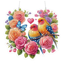 Load image into Gallery viewer, Acrylic Special Shape Heart Flowers Birds DIY Diamond Painting Hanging Pendants