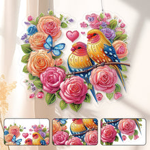 Load image into Gallery viewer, Acrylic Special Shape Heart Flowers Birds DIY Diamond Painting Hanging Pendants