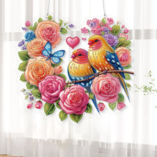 Load image into Gallery viewer, Acrylic Special Shape Heart Flowers Birds DIY Diamond Painting Hanging Pendants
