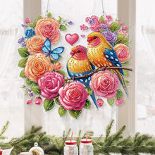 Load image into Gallery viewer, Acrylic Special Shape Heart Flowers Birds DIY Diamond Painting Hanging Pendants