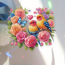 Load image into Gallery viewer, Acrylic Special Shape Heart Flowers Birds DIY Diamond Painting Hanging Pendants