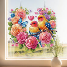 Load image into Gallery viewer, Acrylic Special Shape Heart Flowers Birds DIY Diamond Painting Hanging Pendants