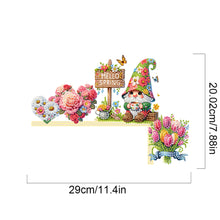 Load image into Gallery viewer, Gnome And Flowers Diamond Painting Art Door Right Angle Sign for Home Decor
