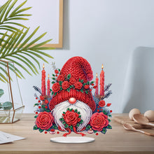 Load image into Gallery viewer, Acrylic Special Shape Red Rose Gnome Diamond Painting Desktop Ornaments