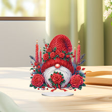 Load image into Gallery viewer, Acrylic Special Shape Red Rose Gnome Diamond Painting Desktop Ornaments