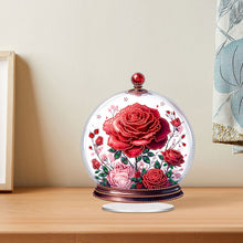 Load image into Gallery viewer, Acrylic Special Shape Glass Covered Red Rose Diamond Painting Desktop Ornaments