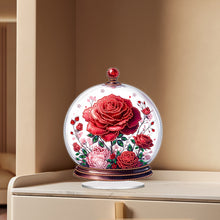 Load image into Gallery viewer, Acrylic Special Shape Glass Covered Red Rose Diamond Painting Desktop Ornaments