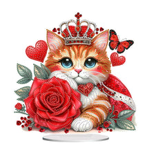 Load image into Gallery viewer, Acrylic Special Shape Red Rose Cat Diamond Painting Desktop Ornaments for Home
