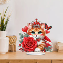 Load image into Gallery viewer, Acrylic Special Shape Red Rose Cat Diamond Painting Desktop Ornaments for Home