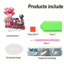 Load image into Gallery viewer, Acrylic Special Shape Valentines Day Train Diamond Painting Desktop Ornaments