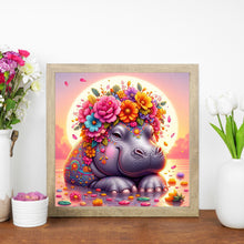 Load image into Gallery viewer, AB Diamond Painting - Full Round - Sunset flower hippopotamus (30*30CM)