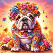 Load image into Gallery viewer, AB Diamond Painting - Full Round - Sunset flower fighting dog (30*30CM)