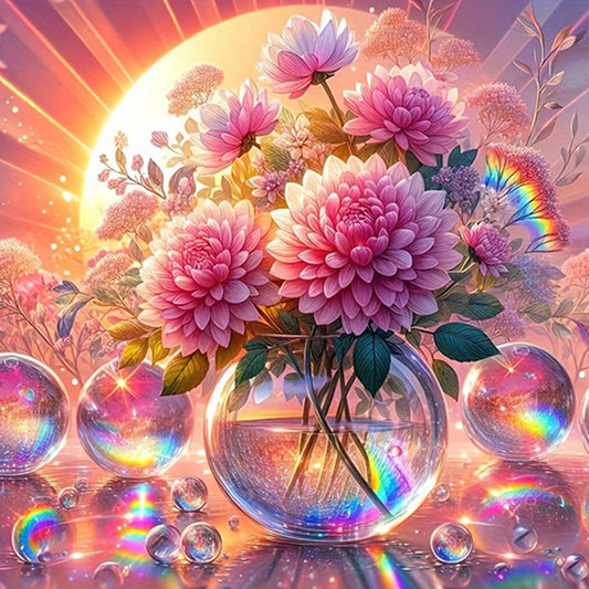 AB Diamond Painting - Full Round - Pink chrysanthemum (30*30CM)