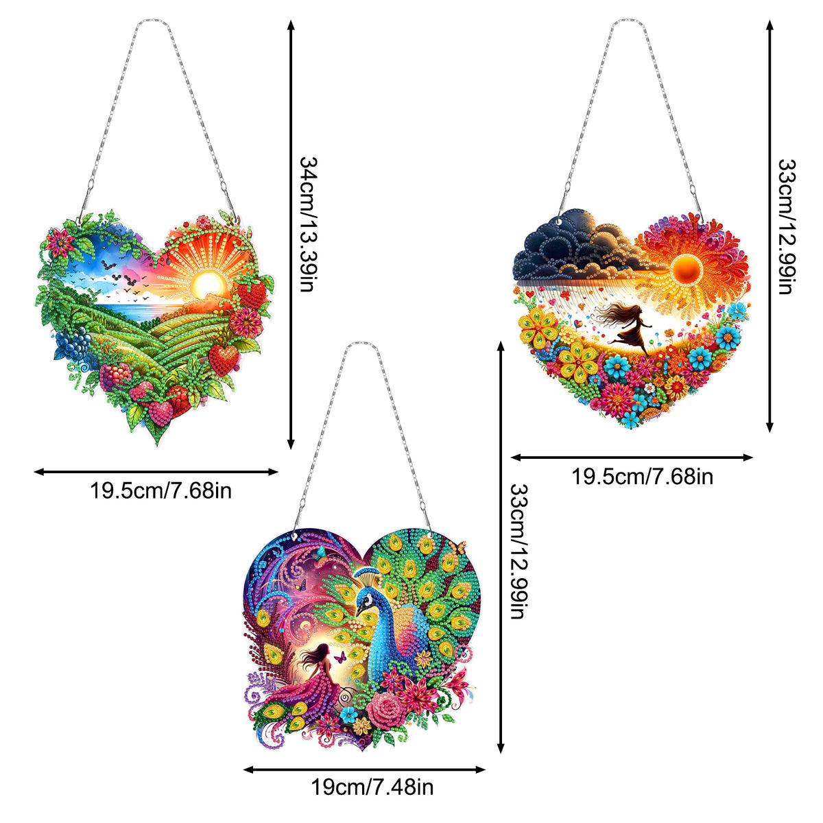 Ocean Waves 5D DIY Diamond Painting Dots Pendant Rhinestone Diamond Art Pendants