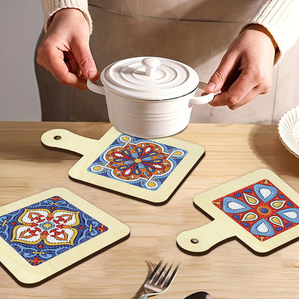 4Pcs Bird Diamond Art Place Mats Round Diamond Painting Table Mats for Beginners