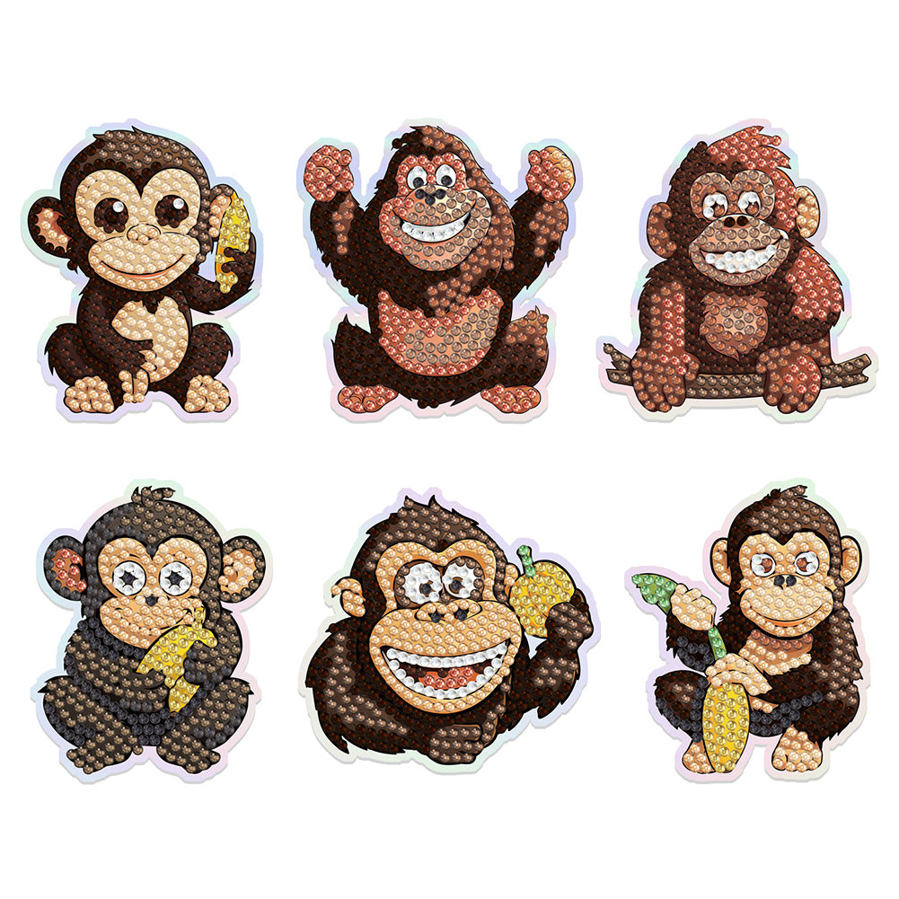 6Pcs Gorilla Diamond Painting Fridge Magnet Diamond Art Magnets Decals
