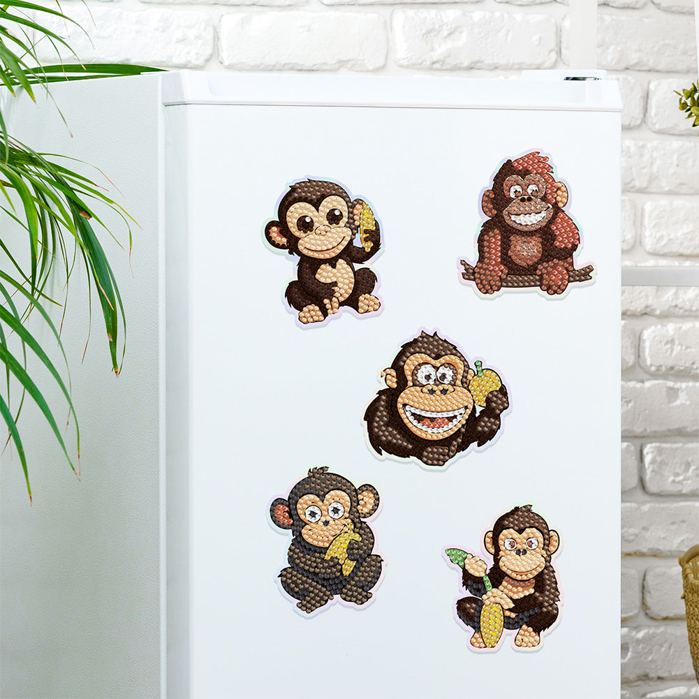 6Pcs Gorilla Diamond Painting Fridge Magnet Diamond Art Magnets Decals